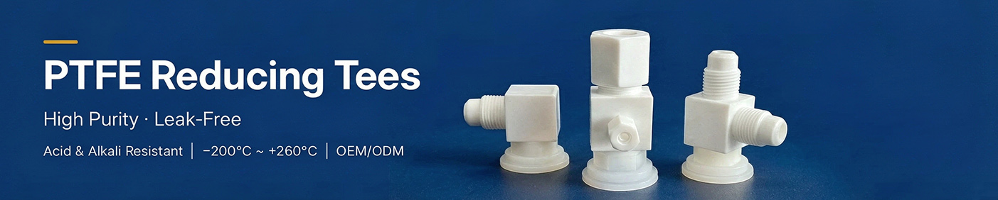 PTFE Reducing Tees — High Purity, Leak-Free, Acid & Alkali Resistant, -200°C ~ +260°C, OEM/ODM